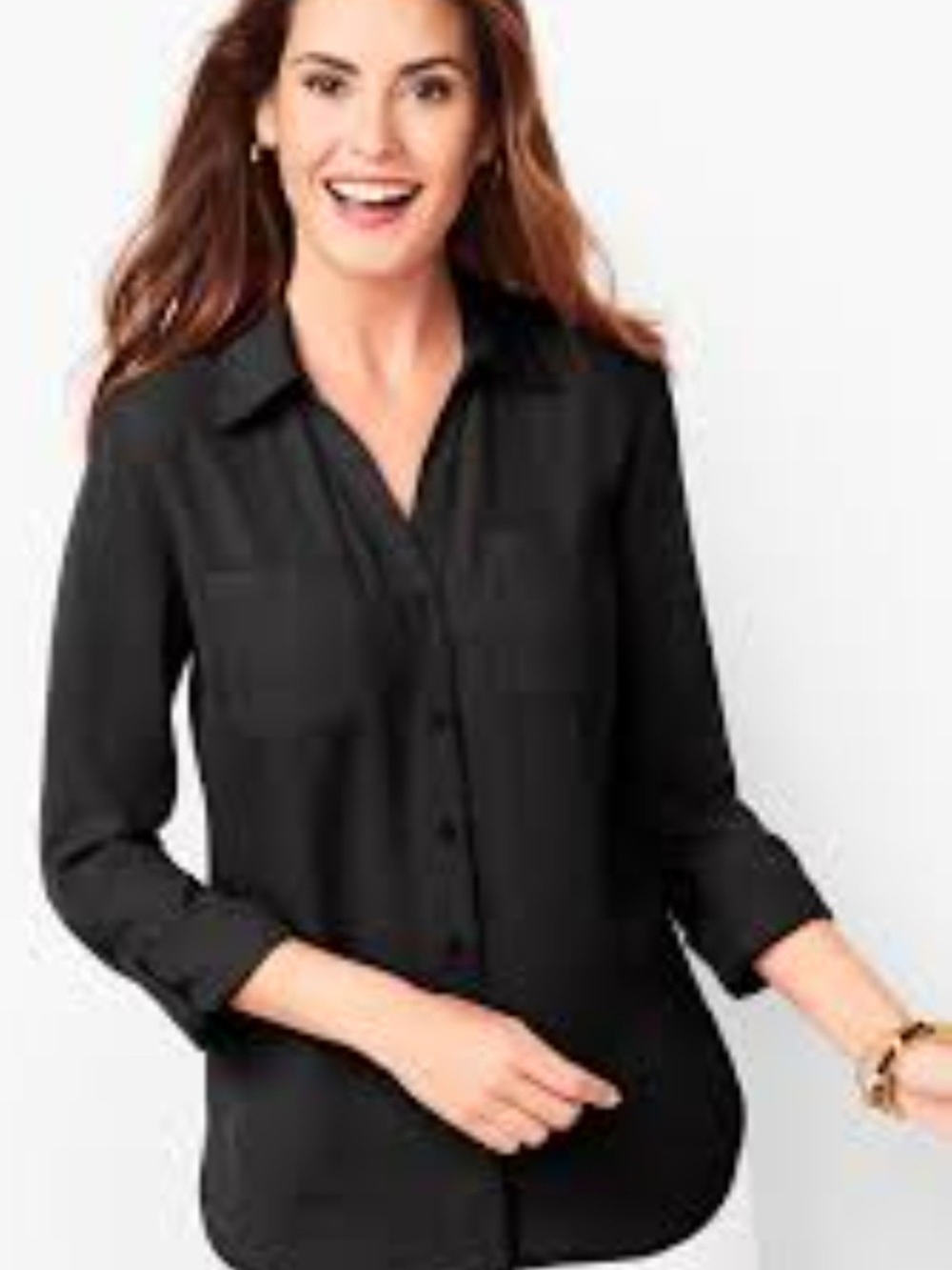 Talbot's 100% Silk Black Blouse